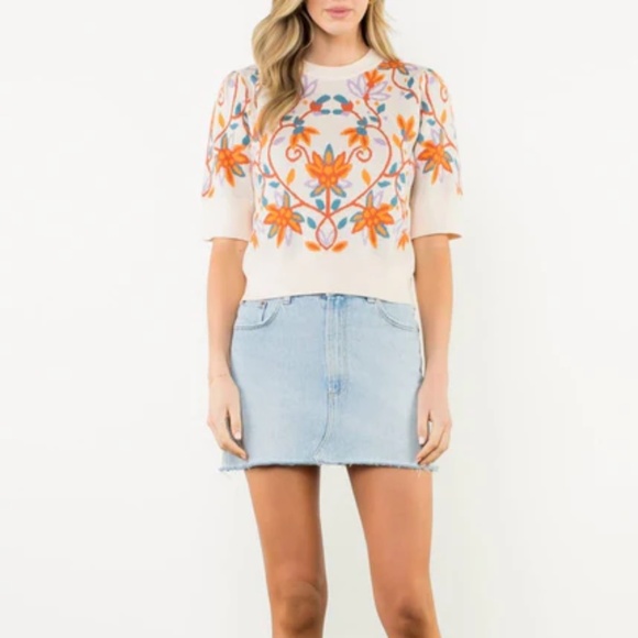 NWT Short Sleeve Floral Knit Top by THML - Picture 6 of 6